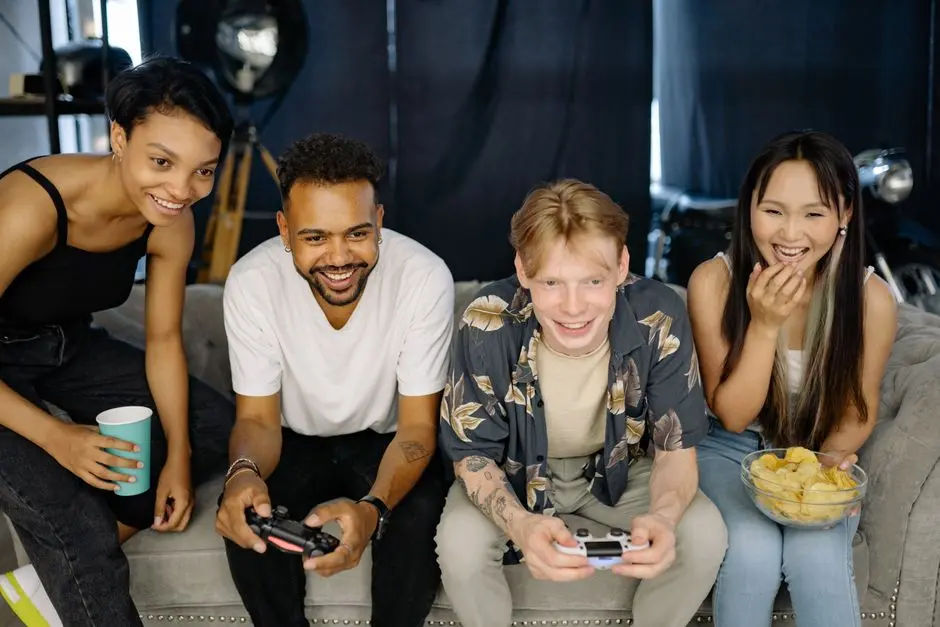 Pemain pemula menikmati sesi game mobile bersama teman